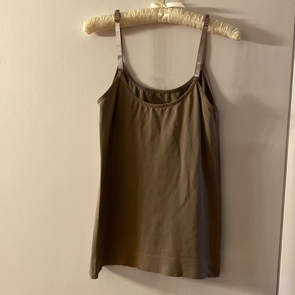 Vanity Fair Women’s Medium Camisole Tank Top Tan Coffee Brown Adjustable Straps